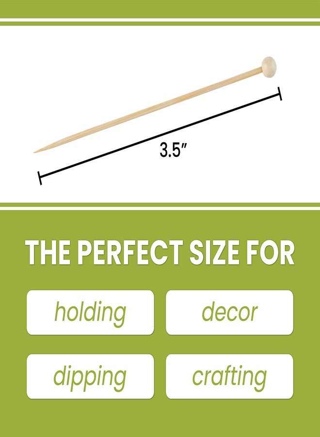Plasticpro Cocktail Picks Bamboo Toothpicks with Ball End for Cocktails, Appetizers, Fruits, Dessert, 3.5 inches Pack of 200 - Image 2